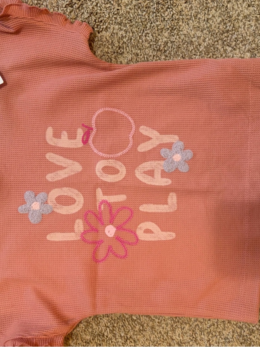 Carter's Coral Pink 'Love to Play' Short Sleeve Tee with Flower Appliqués